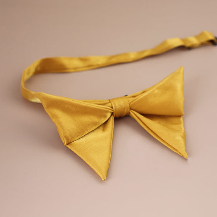 Men's Glossy Butterfly-Like Oversized Pointed Bow Tie - Yellow - Style #1 - image 22