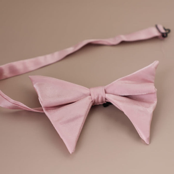 Men's Glossy Butterfly-Like Oversized Pointed Bow Tie - Pink - Style #1 - image 24