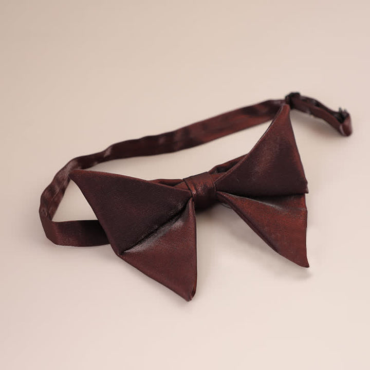 Men's Glossy Butterfly-Like Oversized Pointed Bow Tie - SaddleBrown - Style #1 - image 26