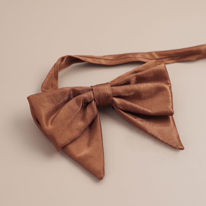 Men's Glossy Butterfly-Like Oversized Pointed Bow Tie - Navy - Style #2 - image 3
