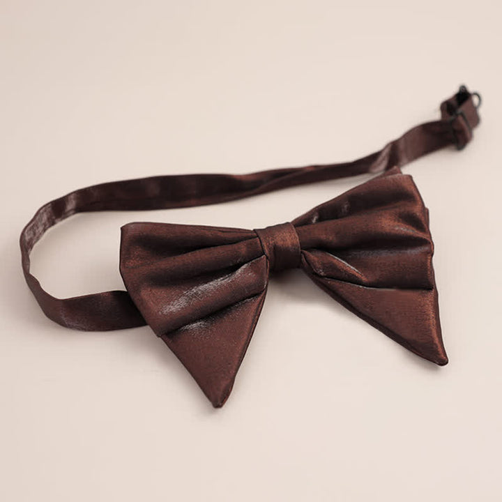 Men's Glossy Butterfly-Like Oversized Pointed Bow Tie - SaddleBrown - Style #2 - image 27
