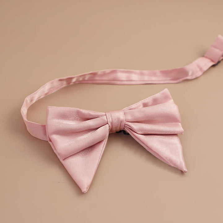 Men's Glossy Butterfly-Like Oversized Pointed Bow Tie - Pink - Style #2 - image 25
