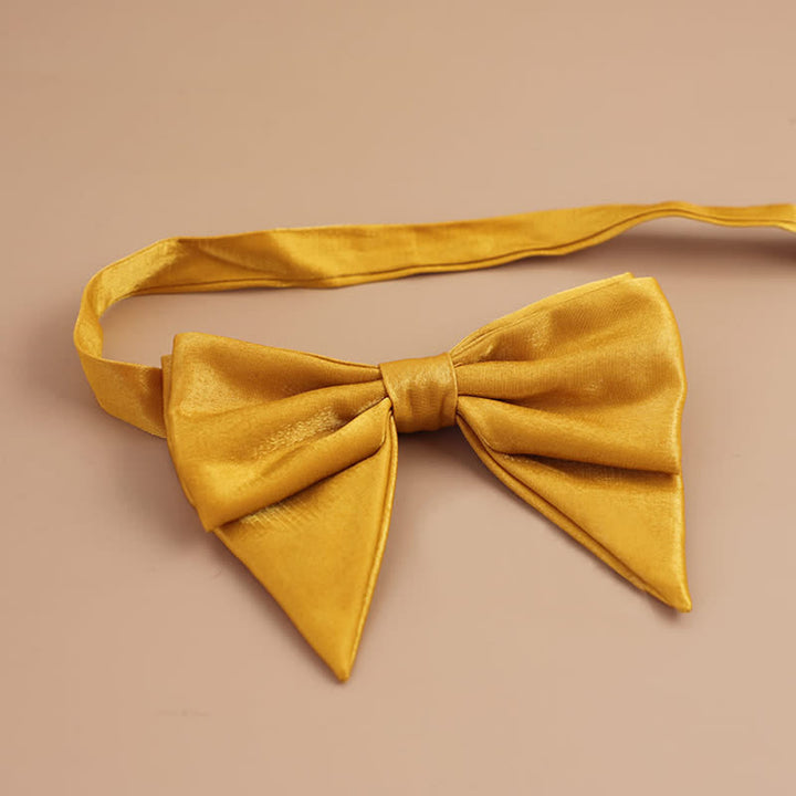 Men's Glossy Butterfly-Like Oversized Pointed Bow Tie - Yellow - Style #2 - image 23
