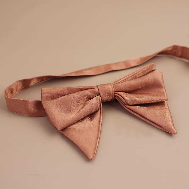 Men's Glossy Butterfly-Like Oversized Pointed Bow Tie - Salmon - Style #2 - image 17