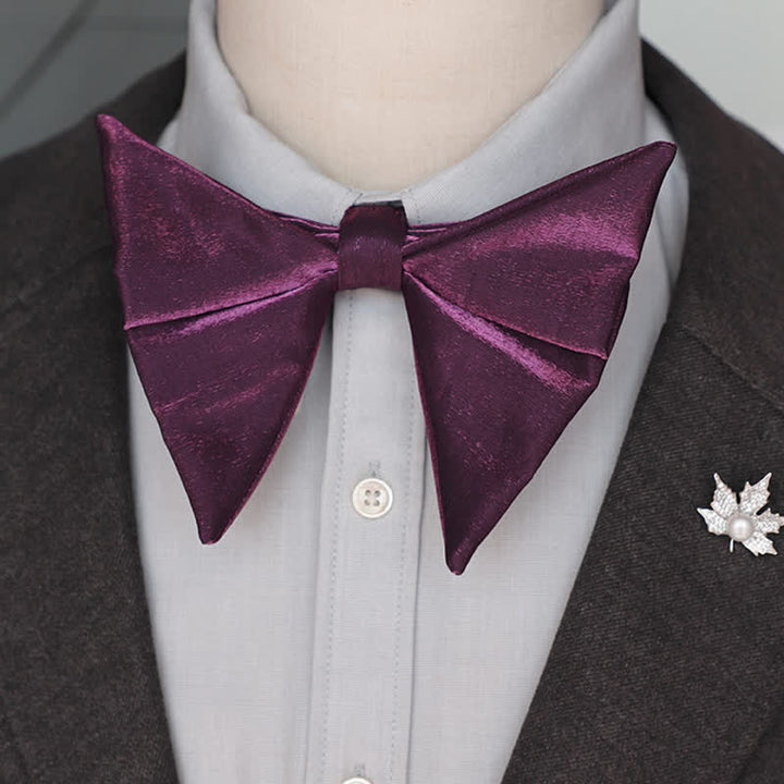 Men's Glossy Butterfly-Like Oversized Pointed Bow Tie - image 10