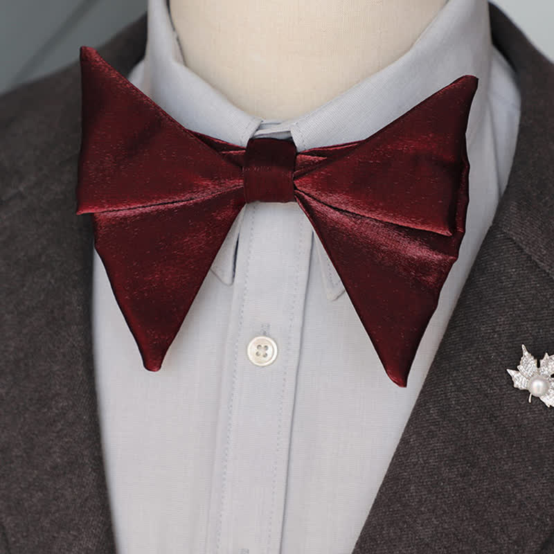 Men's Glossy Butterfly-Like Oversized Pointed Bow Tie - image 7