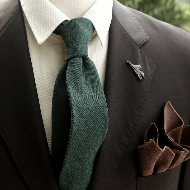 Men's Classic Solod Color Vintage Formal Necktie - Dark Green - image 0