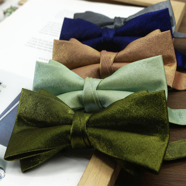 Men's Bright Double-Layered Solid Color Bow Tie - image 2