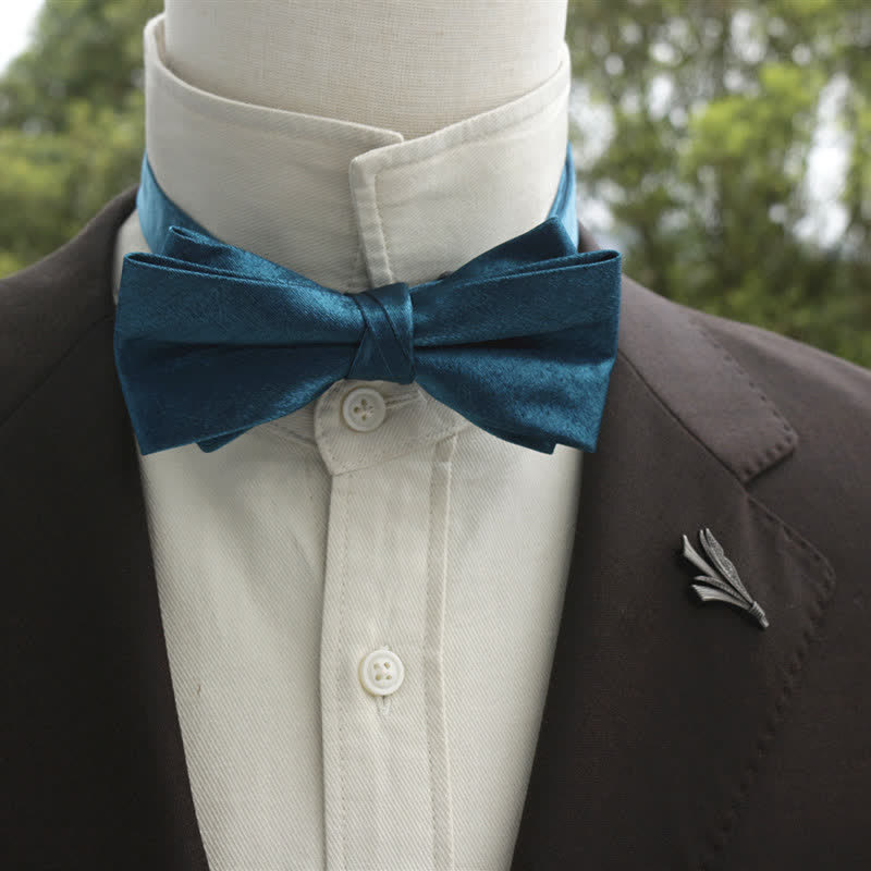 Men's Bright Double-Layered Solid Color Bow Tie - image 1