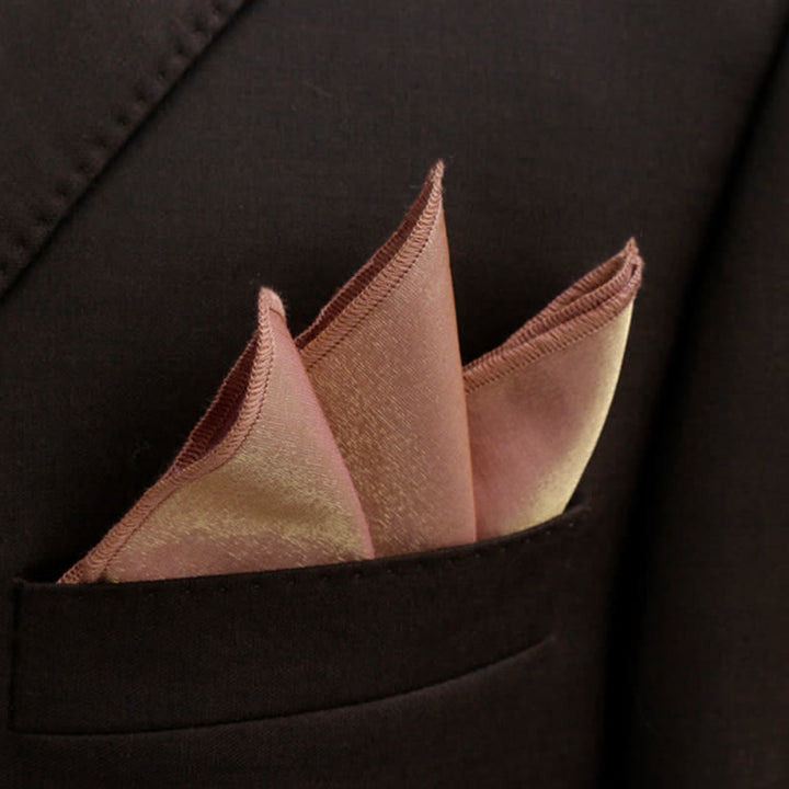 Men's Bright Double-Layered Solid Color Bow Tie - DarkSalmon - Pocket Square - image 30