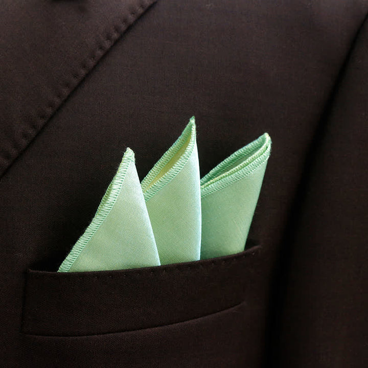 Men's Bright Double-Layered Solid Color Bow Tie - PaleGreen - Pocket Square - image 31