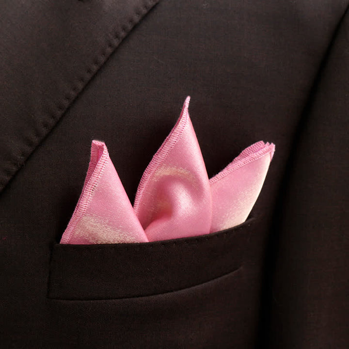 Men's Bright Double-Layered Solid Color Bow Tie - Pink - Pocket Square - image 36