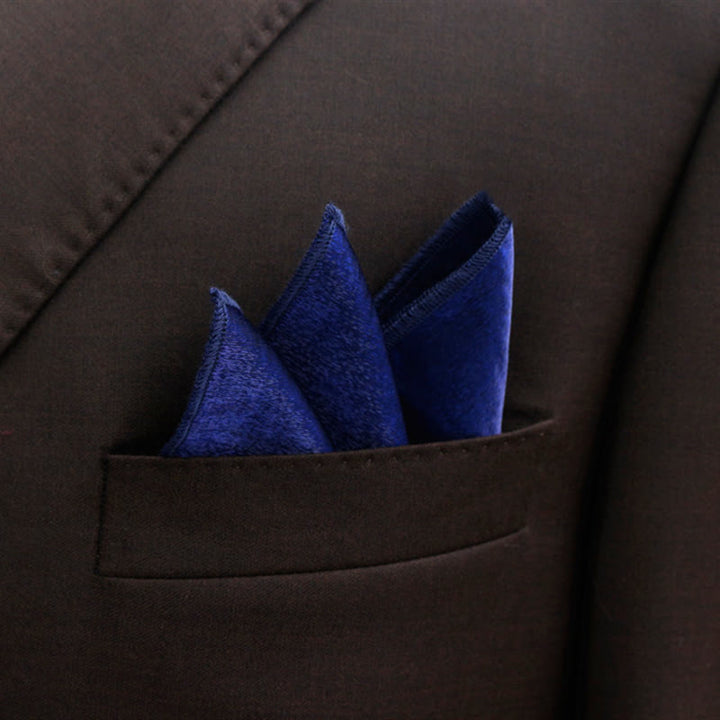 Men's Bright Double-Layered Solid Color Bow Tie - Royal - Pocket Square - image 37