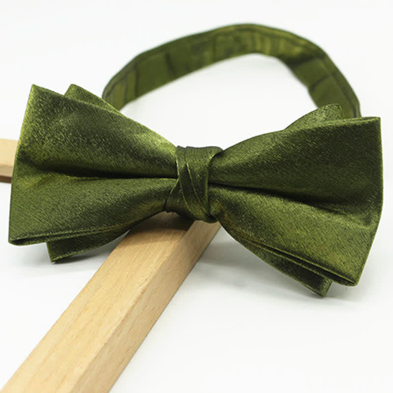 Men's Bright Double-Layered Solid Color Bow Tie - image 3