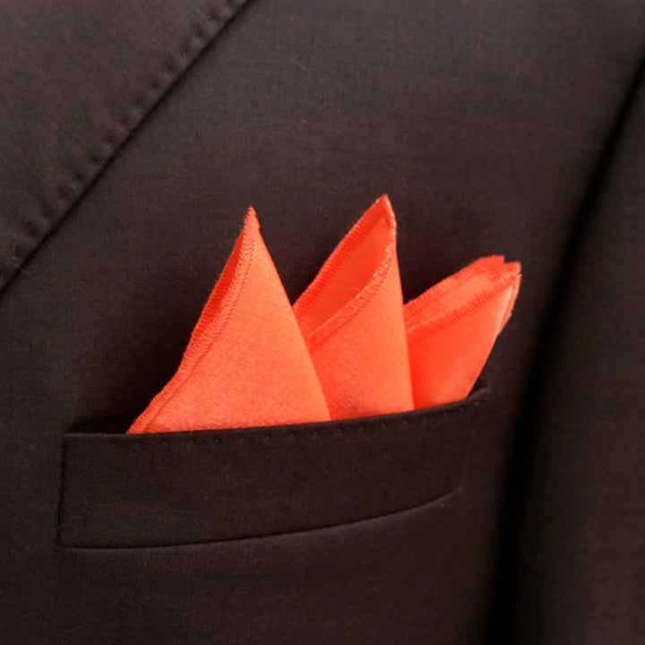 Men's Bright Double-Layered Solid Color Bow Tie - Orange - Pocket Square - image 39