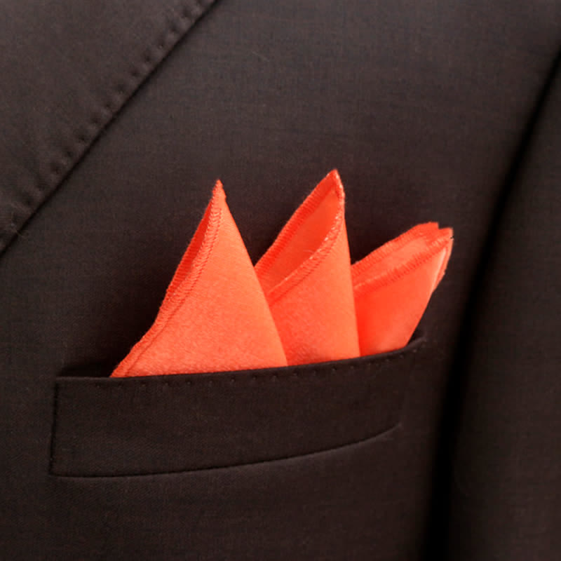 Men's Bright Double-Layered Solid Color Bow Tie - Orange - Pocket Square - image 39