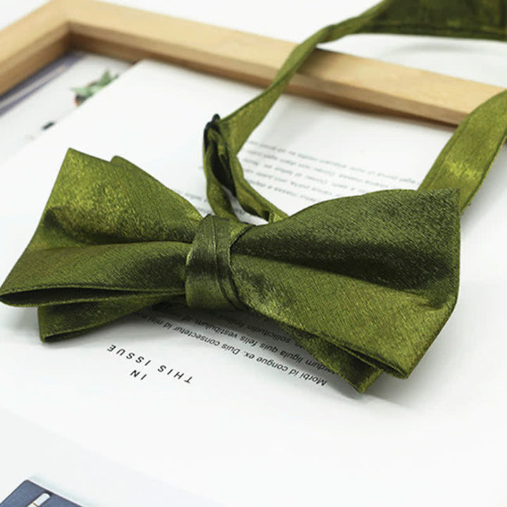 Men's Bright Double-Layered Solid Color Bow Tie - image 4
