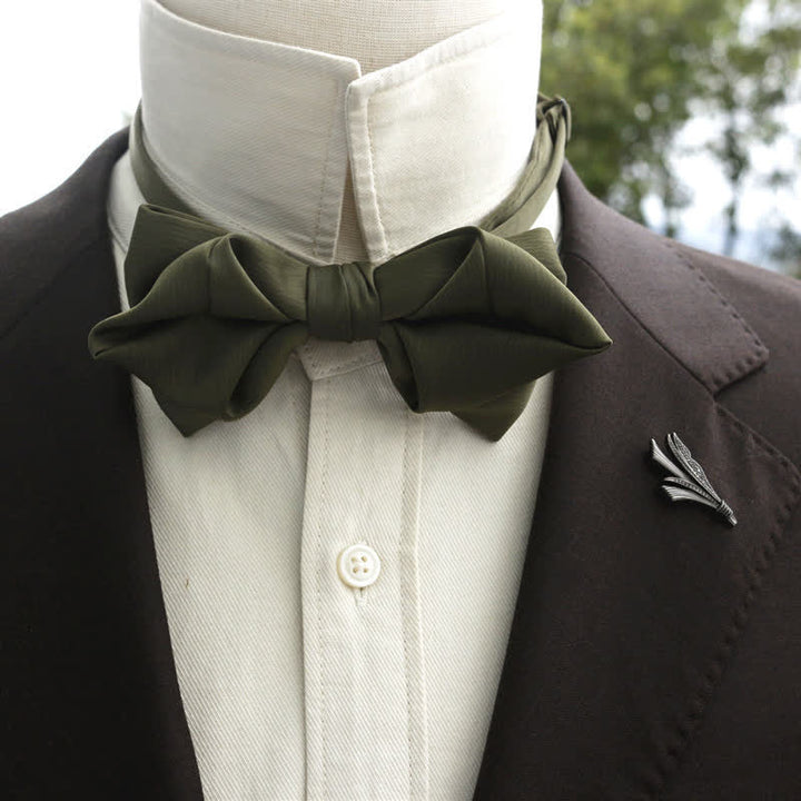 Men's Bud-Like Solid Color Pointed Bow Tie - DarkOliveGreen - Bow Tie - image 7