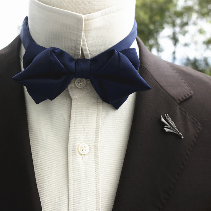 Men's Bud-Like Solid Color Pointed Bow Tie - MidnightBlue - Bow Tie - image 11