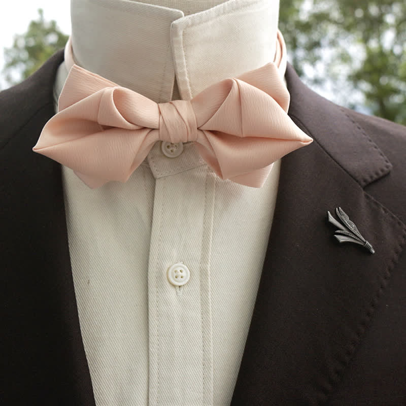 Men's Bud-Like Solid Color Pointed Bow Tie - PeachPuff - Bow Tie - image 10