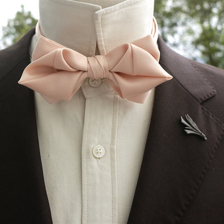 Men's Bud-Like Solid Color Pointed Bow Tie - PeachPuff - Bow Tie - image 10