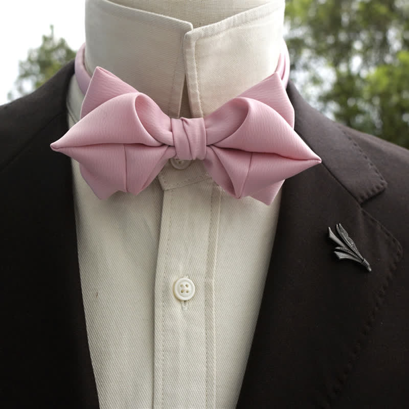 Men's Bud-Like Solid Color Pointed Bow Tie - Pink - Bow Tie - image 9