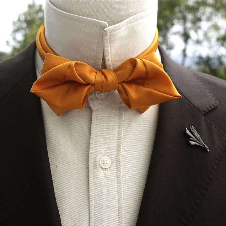 Men's Bud-Like Solid Color Pointed Bow Tie - Orange - Bow Tie - image 12