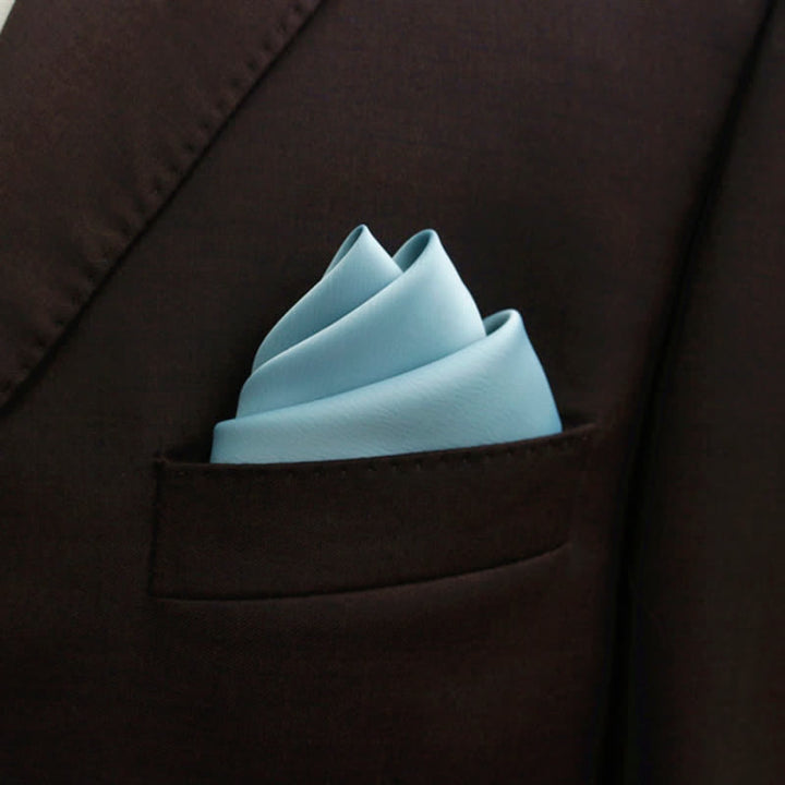 Men's Bud-Like Solid Color Pointed Bow Tie - LightBlue - Pocket Square - image 14
