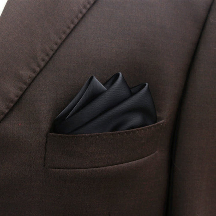 Men's Bud-Like Solid Color Pointed Bow Tie - Black - Pocket Square - image 15