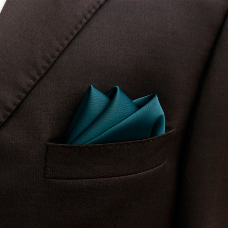Men's Bud-Like Solid Color Pointed Bow Tie - DarkGreen - Pocket Square - image 17