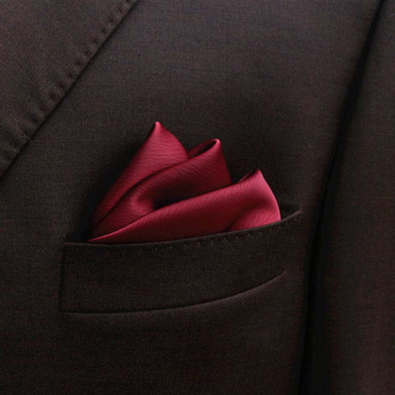 Men's Bud-Like Solid Color Pointed Bow Tie - Maroon - Pocket Square - image 16