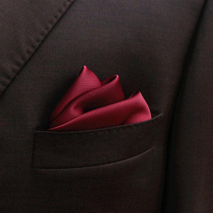 Men's Bud-Like Solid Color Pointed Bow Tie - Maroon - Pocket Square - image 16