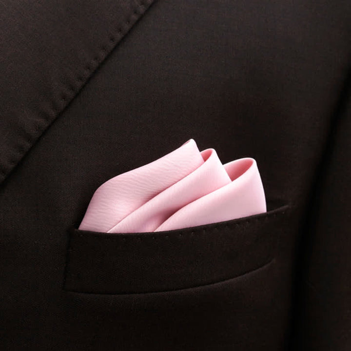 Men's Bud-Like Solid Color Pointed Bow Tie - Pink - Pocket Square - image 20