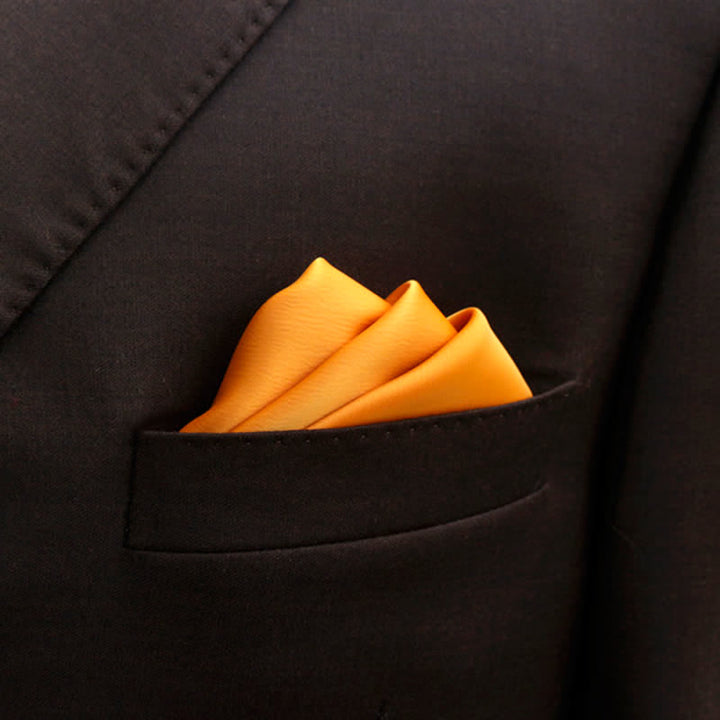 Men's Bud-Like Solid Color Pointed Bow Tie - Orange - Pocket Square - image 23
