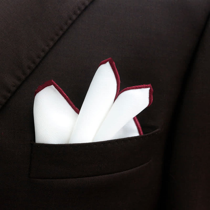Men's Bud-Like Solid Color Pointed Bow Tie - White - Pocket Square - image 19
