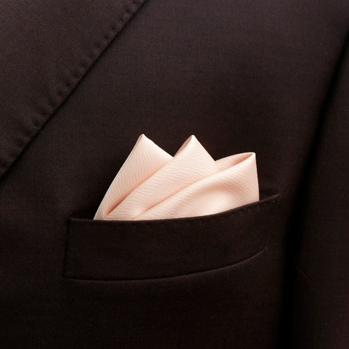 Men's Bud-Like Solid Color Pointed Bow Tie - PeachPuff - Pocket Square - image 21