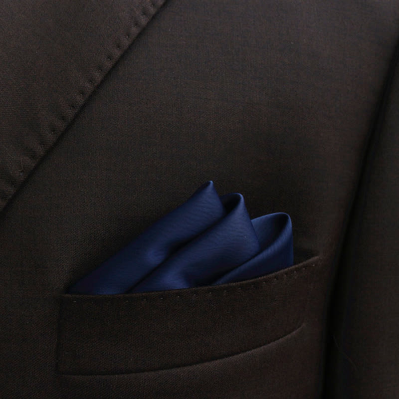Men's Bud-Like Solid Color Pointed Bow Tie - MidnightBlue - Pocket Square - image 22