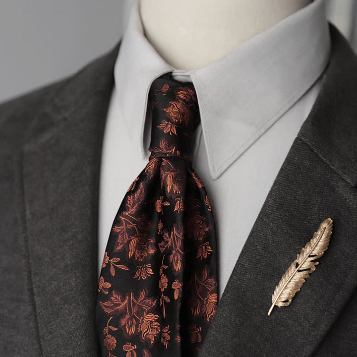 Men's Flower Striped Paisley Pure Silk Necktie - Style #6 - image 17