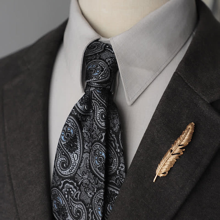 Men's Flower Striped Paisley Pure Silk Necktie - Style #5 - image 14