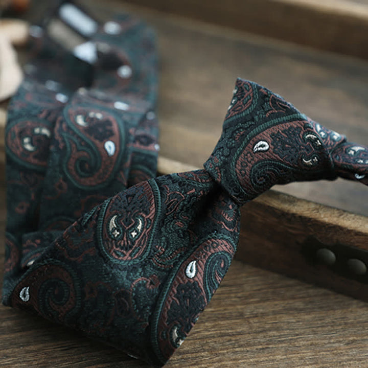 Men's Flower Striped Paisley Pure Silk Necktie - image 7