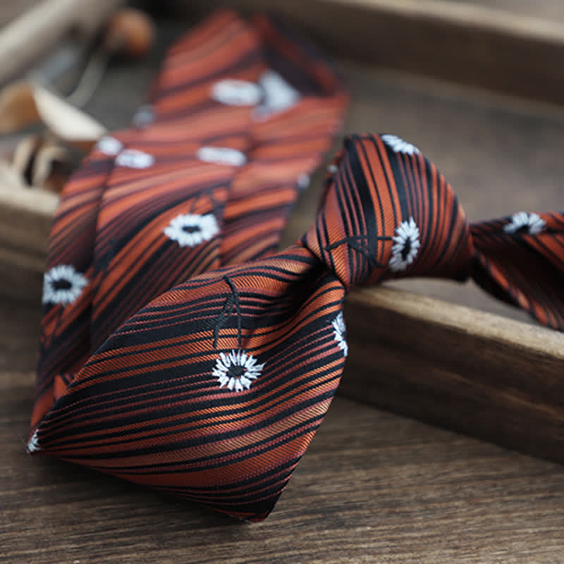 Men's Flower Striped Paisley Pure Silk Necktie - image 1