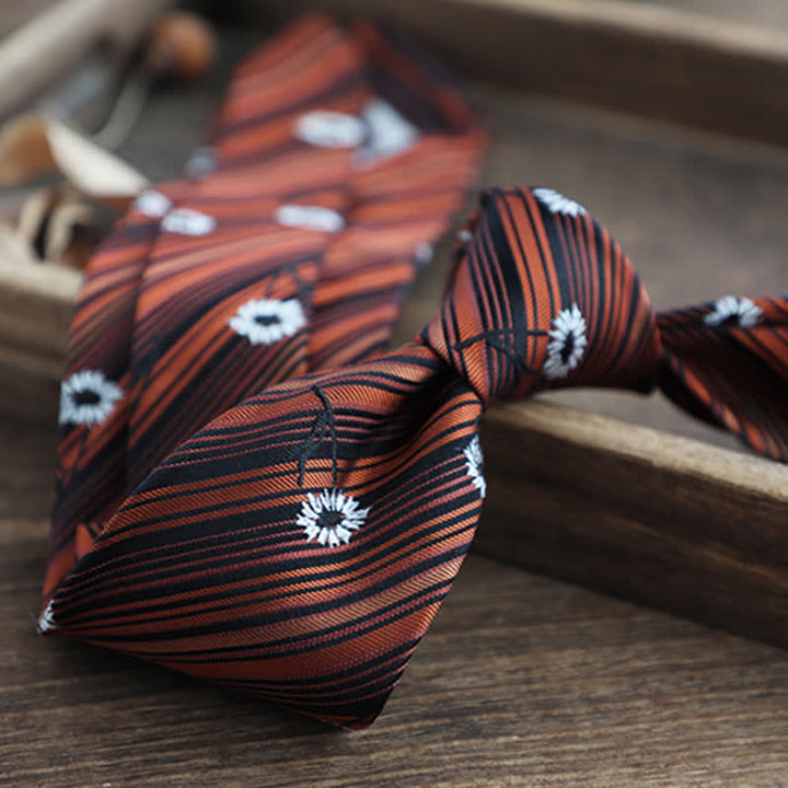 Men's Flower Striped Paisley Pure Silk Necktie - image 1