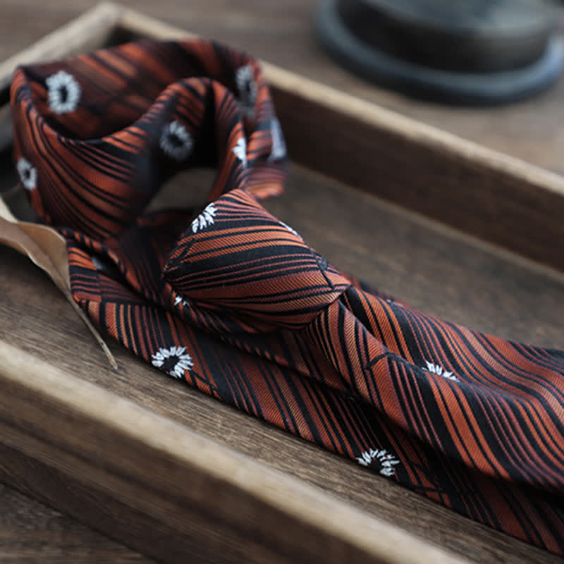 Men's Flower Striped Paisley Pure Silk Necktie - image 2
