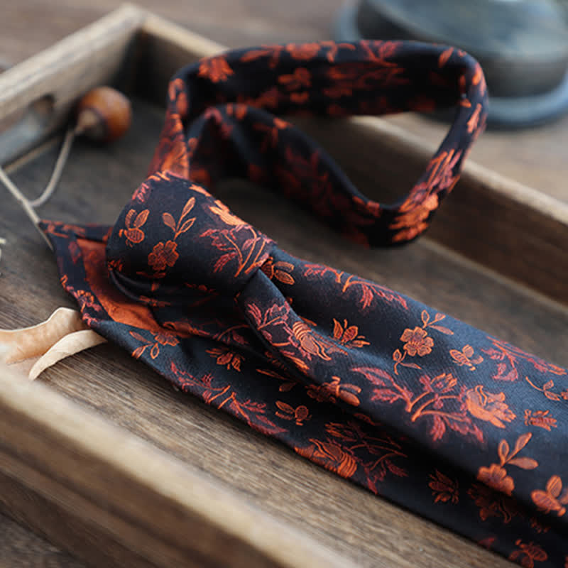 Men's Flower Striped Paisley Pure Silk Necktie - image 18