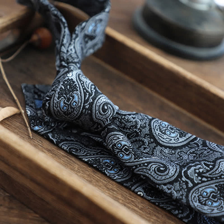 Men's Flower Striped Paisley Pure Silk Necktie - image 15