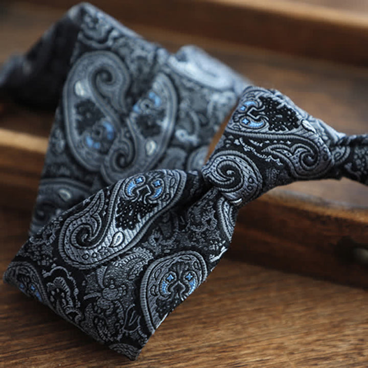Men's Flower Striped Paisley Pure Silk Necktie - image 16