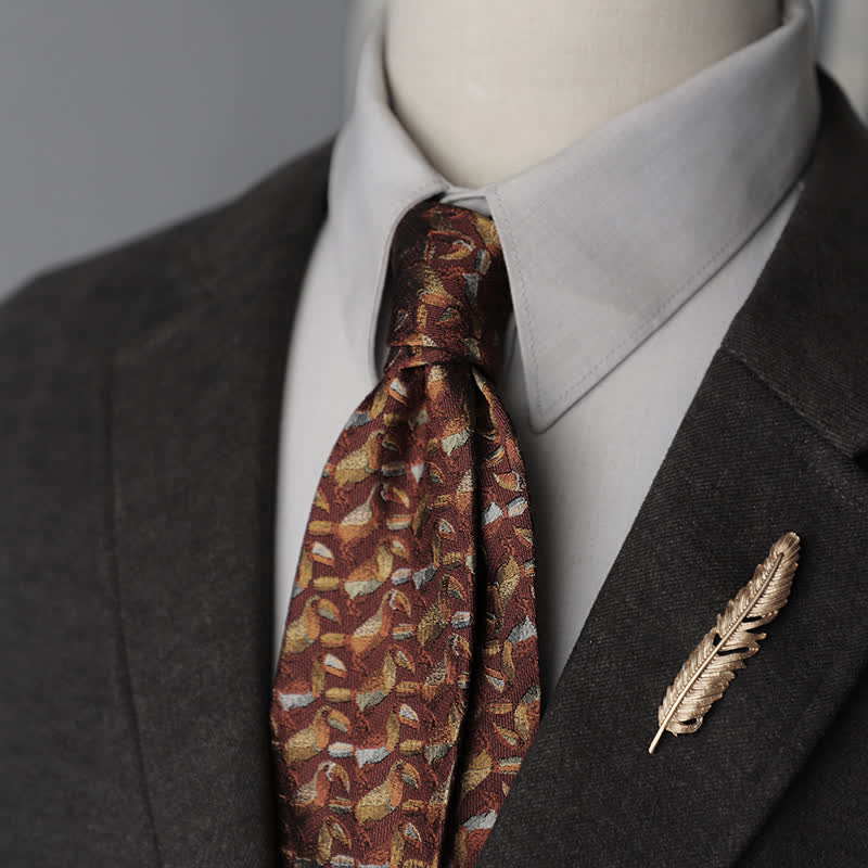 Men's Flower Striped Paisley Pure Silk Necktie - Style #4 - image 9