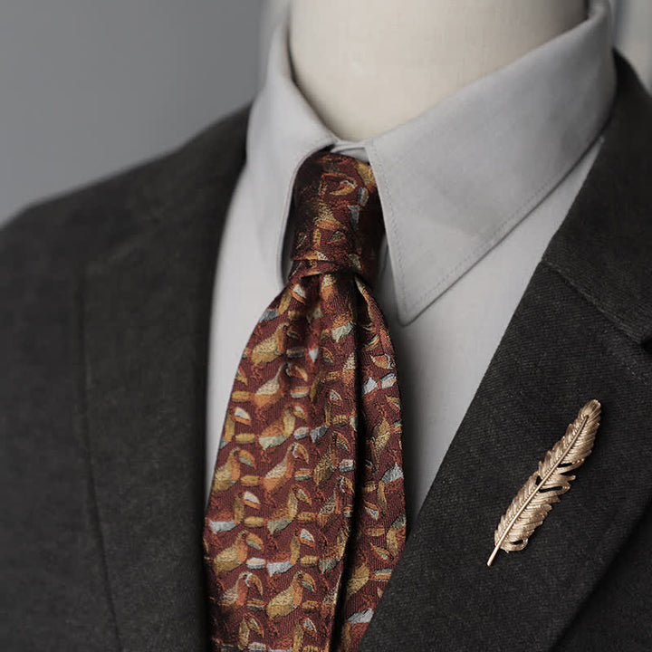 Men's Flower Striped Paisley Pure Silk Necktie - Style #4 - image 9