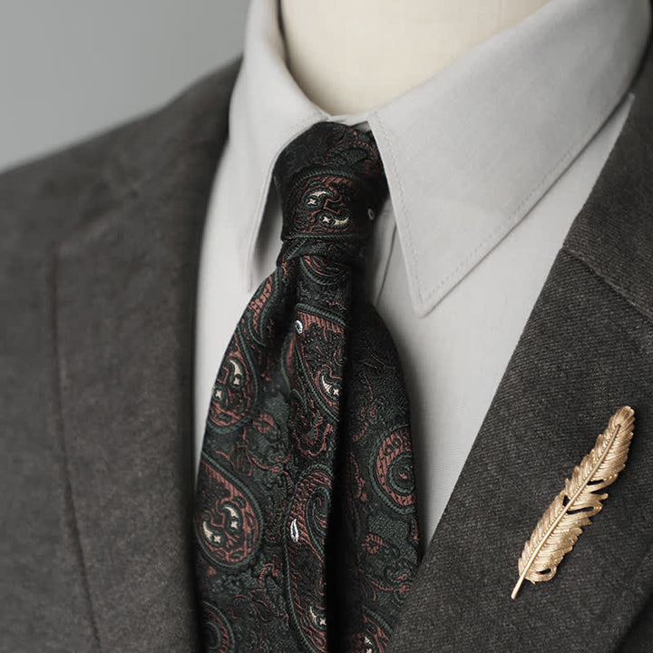 Men's Flower Striped Paisley Pure Silk Necktie - Style #3 - image 6