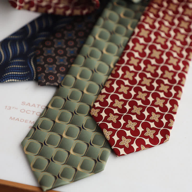 Men's Vintage Street Style Geometric Motif Necktie - image 5